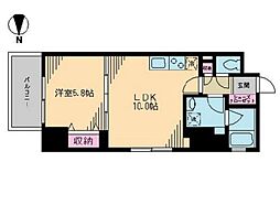 クレドラテース白河 1LDKの間取図画像