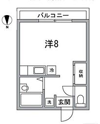 ル・モンド三田 ワンルームの間取図画像