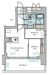 江東区深川2丁目マンション 2LDKの間取図画像