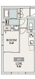プラティーク住吉 1LDKの間取図画像
