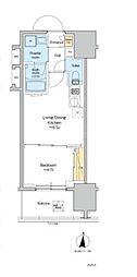 都営新宿線 菊川駅 徒歩9分の賃貸マンション 13階1LDKの間取り