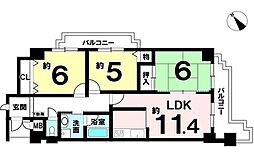 パデシオン宇治木幡 3LDKの間取図画像