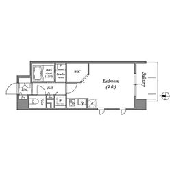 レジディア靭公園 14階ワンルームの間取り