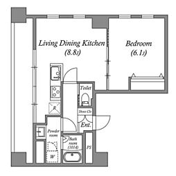 オーパスホームズ八丁堀 1LDKの間取図画像