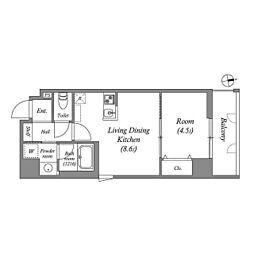 ブロード服部天神駅前レジデンス 1LDKの間取図画像