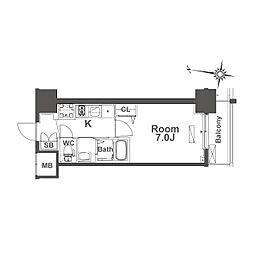 TLRレジデンス本町WEST 1Kの間取図画像