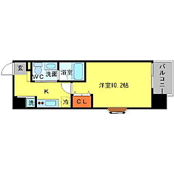 アスラン江戸堀 1Kの間取図画像