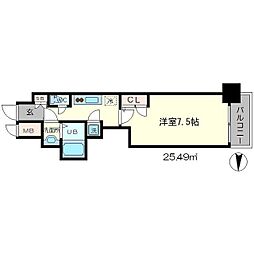 アドバンス心斎橋ラシュレ2 1Kの間取図画像
