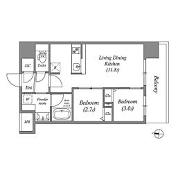 大阪市淀川区西宮原2丁目マンション 2LDKの間取図画像