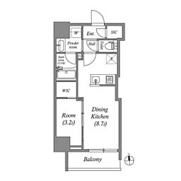 Opus Residence Ueno Motoasakus 1LDKの間取図画像