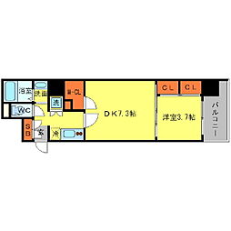アフルエンス難波 1DKの間取図画像