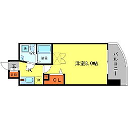アフルエンス難波 1Kの間取図画像