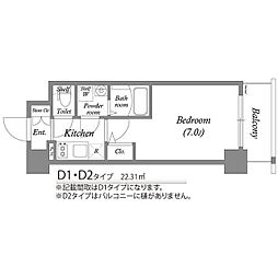 エスリード大阪クレストコート 1Kの間取図画像