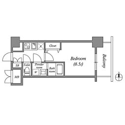ワールドアイ難波City Gate 1Kの間取図画像