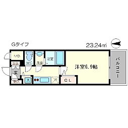 エスリード松屋町サウス 1Kの間取図画像