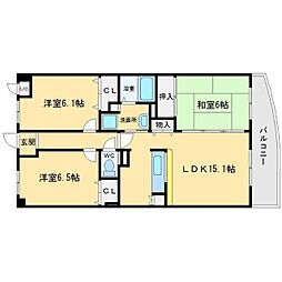 ボヌール千里中央弐番館 3LDKの間取図画像