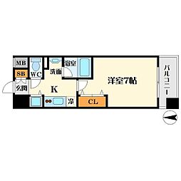 アーデン江坂 1Kの間取図画像