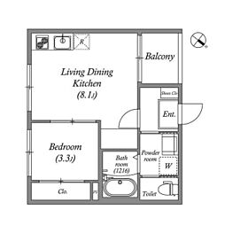 グランメゾン福 1LDKの間取図画像