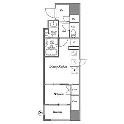 コスモグラシア池田山 1DKの間取図画像