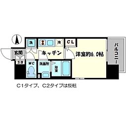 エスリード心斎橋EAST 1Kの間取図画像
