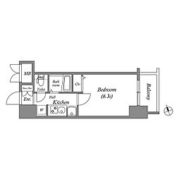 エステムコート新大阪7ステーションプレミアム 1Kの間取図画像