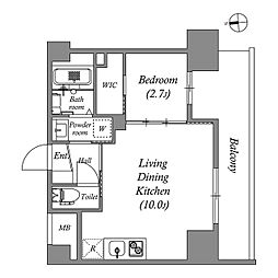 アドバンス江坂ラシュレ 1LDKの間取図画像