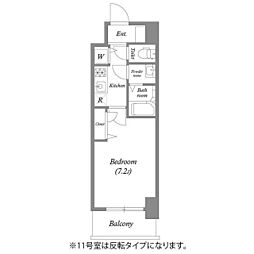 プランドール北浜 1Kの間取図画像