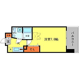 アフルエンス難波 1Kの間取図画像