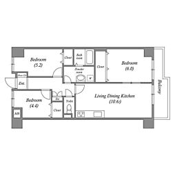 レジデンス代官町スクエア 3LDKの間取図画像