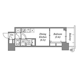 エスリードレジデンス都島DUO 1DKの間取図画像