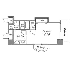Uresidence京橋 1Kの間取図画像
