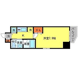 アーデン堺筋本町 1Kの間取図画像