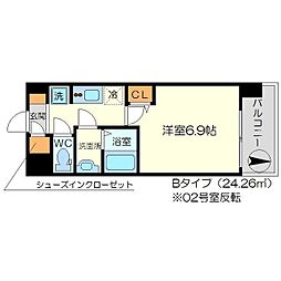 リッツ新大阪 1Kの間取図画像