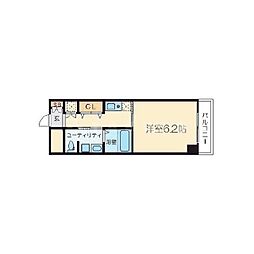 十三本町ウインズマンション2 1Kの間取図画像