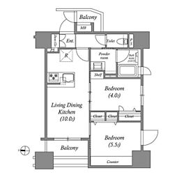 ACP Residence 中野新橋 2LDKの間取図画像