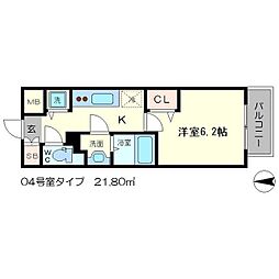 メインステージ新大阪 1Kの間取図画像