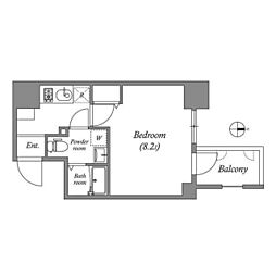 エグゼ難波南6 1Kの間取図画像