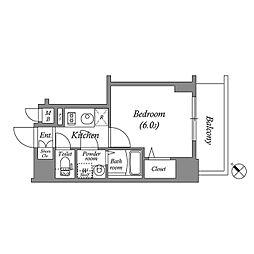エスリード大阪城テラス 1Kの間取図画像