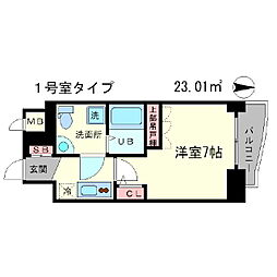 アドバンス心斎橋ラシュレ 1Kの間取図画像