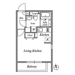 PASEO市谷加賀町 1Kの間取図画像
