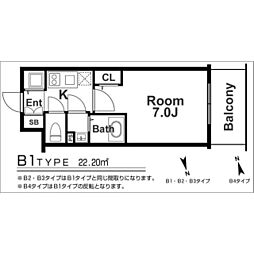 エスリード梅田グレイス 1Kの間取図画像