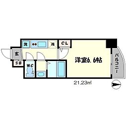 セレニテ谷四 1Kの間取図画像