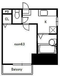 ウォルナッツ船橋本町 1Kの間取図画像