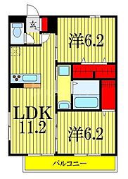 ジェンティーレトリヤマ5 2LDKの間取図画像