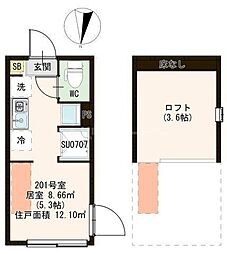 Arbre小岩 ワンルームの間取図画像