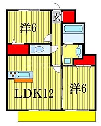ミ・カーサ 2LDKの間取図画像