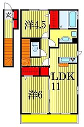リヴェールA 2LDKの間取図画像