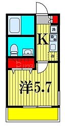 フェリスヴィラ船橋 1Kの間取図画像
