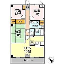 メルベーユ・アズール 3LDKの間取図画像