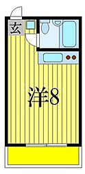 小栗原ハイツ ワンルームの間取図画像